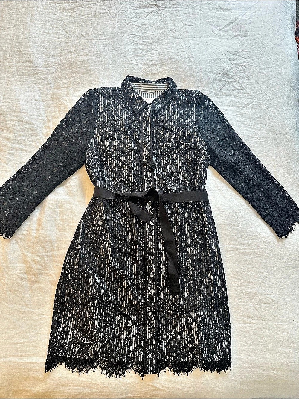 Vineyard vines Lace Hadley Striped Shirt Dress Black & White Size 8
